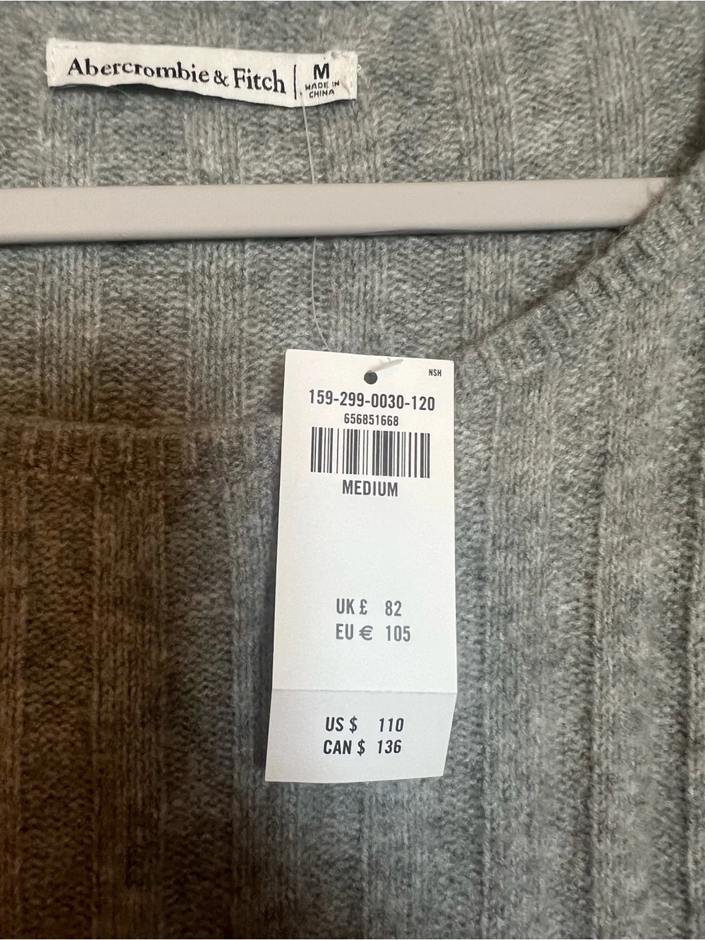 Abercrombie & Fitch Heathered Gray Ribbed Maxi Dress with Side Slit